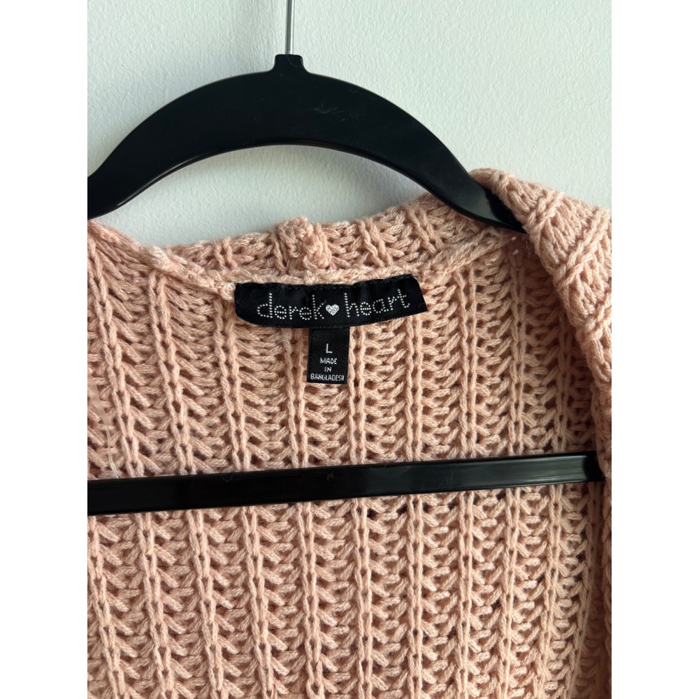 Derek Heart Pink Colorblock Hooded Cardigan Womens Large - Picture 3 of 8